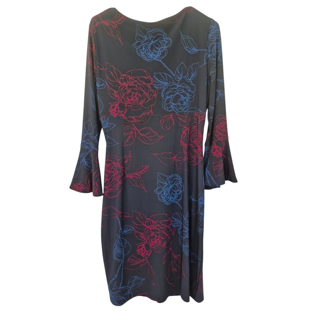 Lauren Ralph Lauren Dress Sz 12 Faux Wrap Navy Print Jersey Office Siren Event - Picture 3 of 9